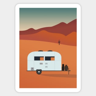 Camper in the Desert at Sunset Sticker